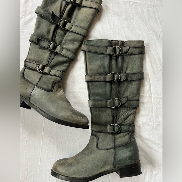 True Vintage buckle boots, tall buckle boots. Genuine leather buckle boots - Picture 4 of 6